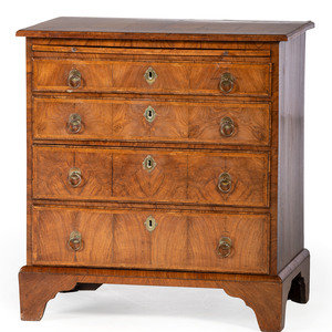 Appraisal: A George III Figured Walnut Bachelor's Chest Late th Century