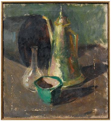 Appraisal: Painting attributed Charles Hawthorne still life with coffeepot unsigned attributed