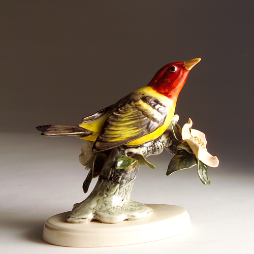 Appraisal: Rare STANGL porcelain single Scarlet Tanager Repair to several leaves