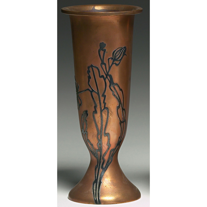 Appraisal: Heintz vase flaring and footed form sterling on bronze applied