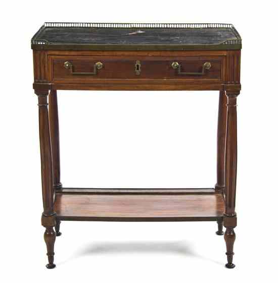 Appraisal: A Louis XVI Style Server having a three-quarter galleried marble