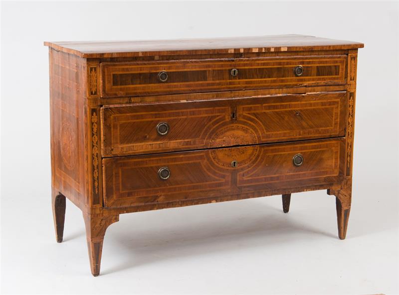 Appraisal: Italian Neoclassical Walnut Kingwood and Fruitwood Marquetry Commode x ft