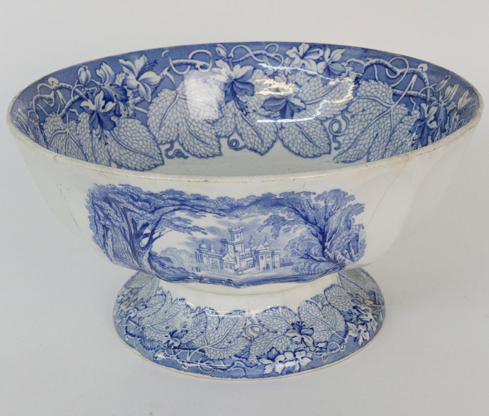 Appraisal: Blue Transferware Punch Bowl th c th Century Blue Transferware