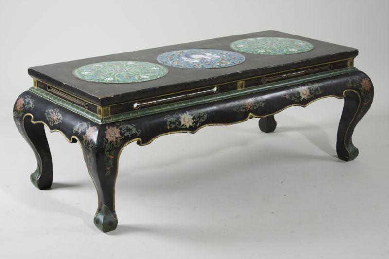 Appraisal: Chinese Cloisonn Lacquer Coffee Table early th c the rectangular