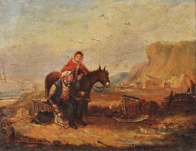 Appraisal: CIRCLE OF WILLIAM SHAYER - Fisher folk with horse and