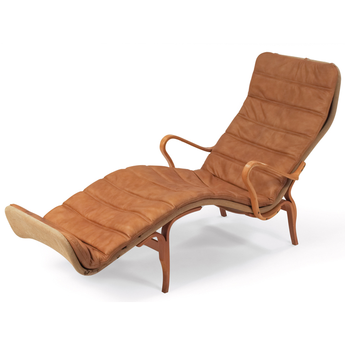 Appraisal: Bruno Mathsson chaise by Dux beech frame with original canvas