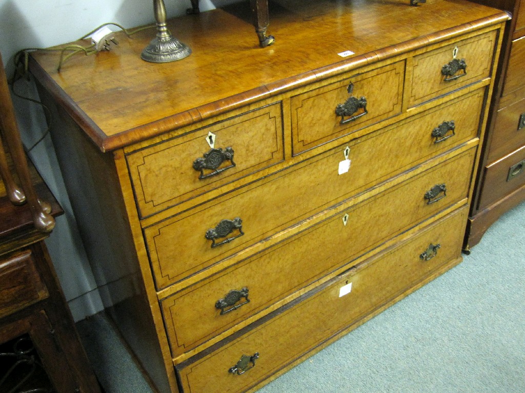 Appraisal: Victorian birdseye maple three over three chest of drawers