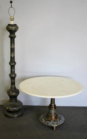 Appraisal: Antique Cloisonee Lot Includes a table with marble top and