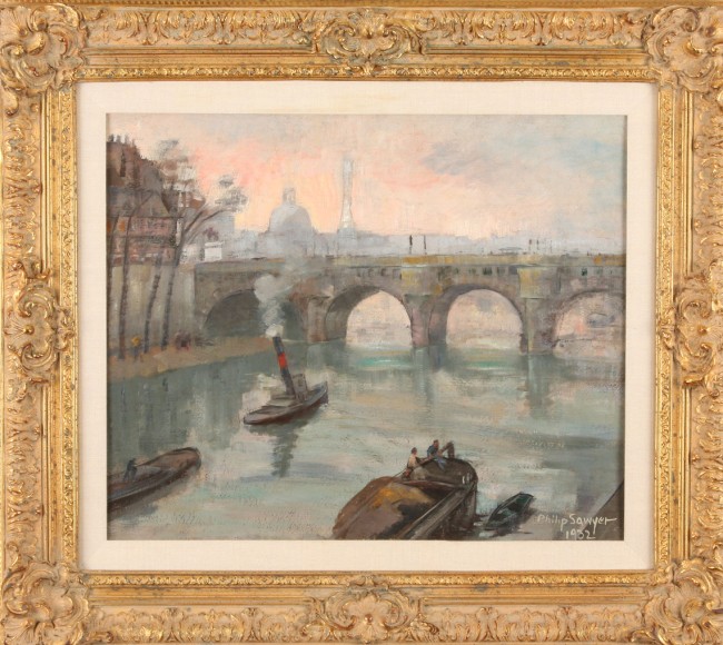 Appraisal: The Famous Pont Neuf Paris oil on canvas mounted to