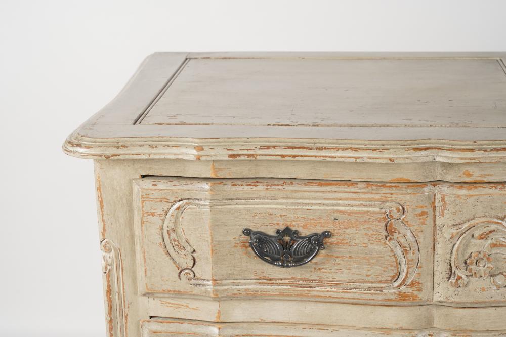 Appraisal: FRENCH PROVINCIAL-STYLE GREY-PAINTED COMMODE th century with four full-width drawers