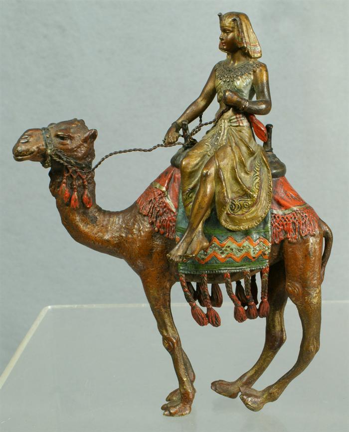 Appraisal: Vienna cold painted bronze of an Egyptian woman riding a