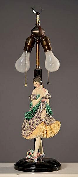 Appraisal: Keromos Lamp and Figure Keromos Austria Art Deco figural lamp