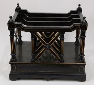 Appraisal: American Aesthetic Movement parcel gilt and ebonized canterbury American Aesthetic