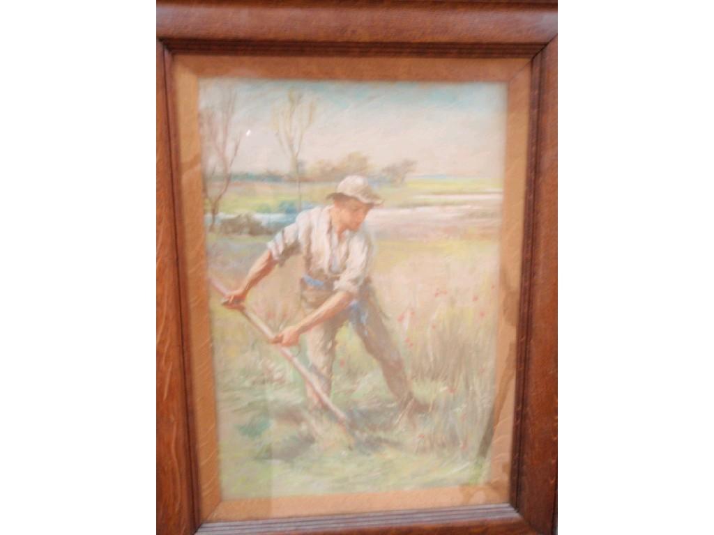 Appraisal: Haymaking pastel cm x cm