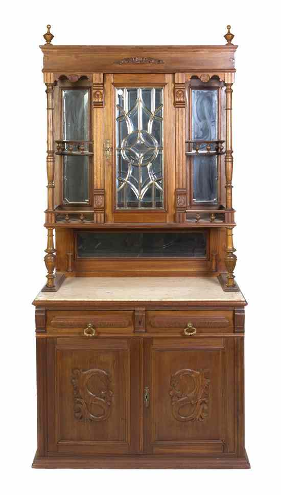 Appraisal: A Victorian Walnut Server in two parts the superstructure having