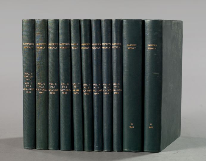 Appraisal: Collection of Eleven Harper's Weekly Bound Volumes from the centennial