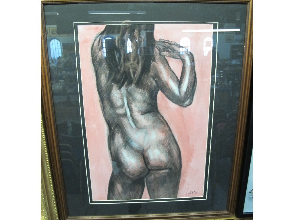 Appraisal: GREER RALSTON Wash over charcoal 'Back view nude' signed