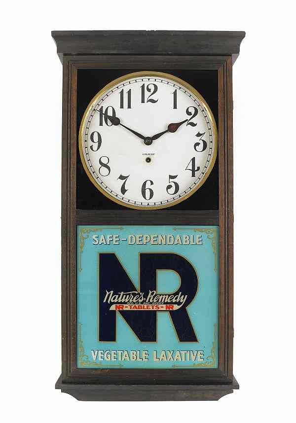 Appraisal: Nature's Remedy Vegetable Laxative advertising clock by Gilbert early th