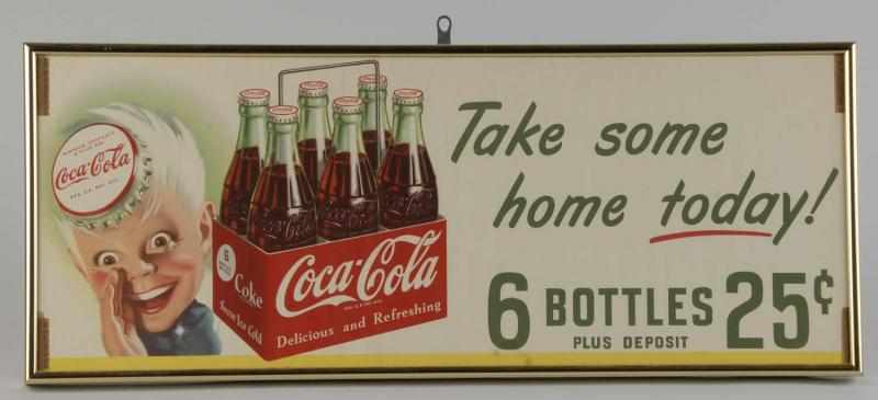 Appraisal: Paper Coca-Cola Sprite Boy Sign Description Framed under glass Clean