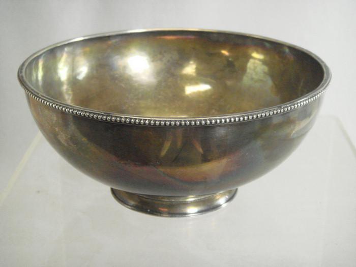 Appraisal: Unmarked th c American coin silver footed bowl top rim