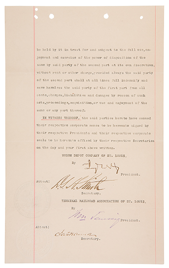 Appraisal: GOULD JAY Typed Document Signed as President of the Union