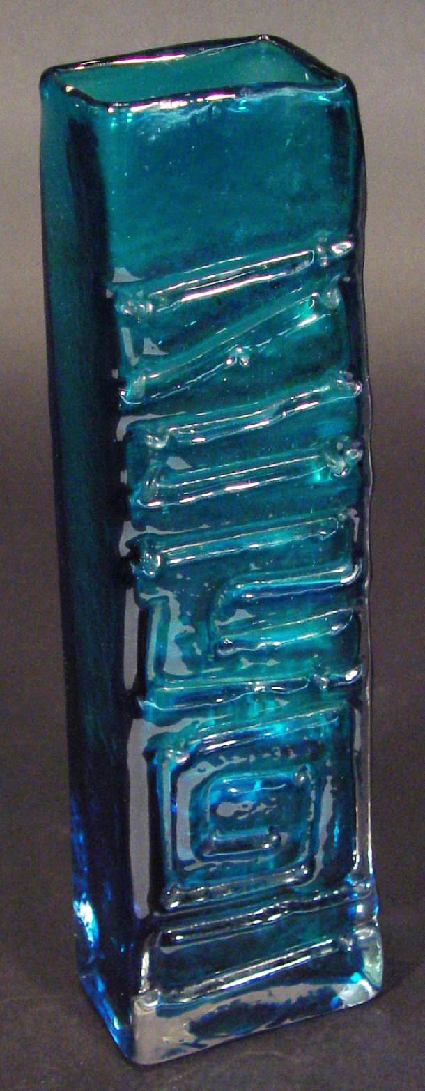 Appraisal: Whitefriars kingisher blue glass totem vase cm high