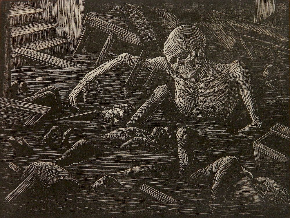 Appraisal: Albert Abramovitz wood engraving Albert Abramovitz American - - ''Flood''-