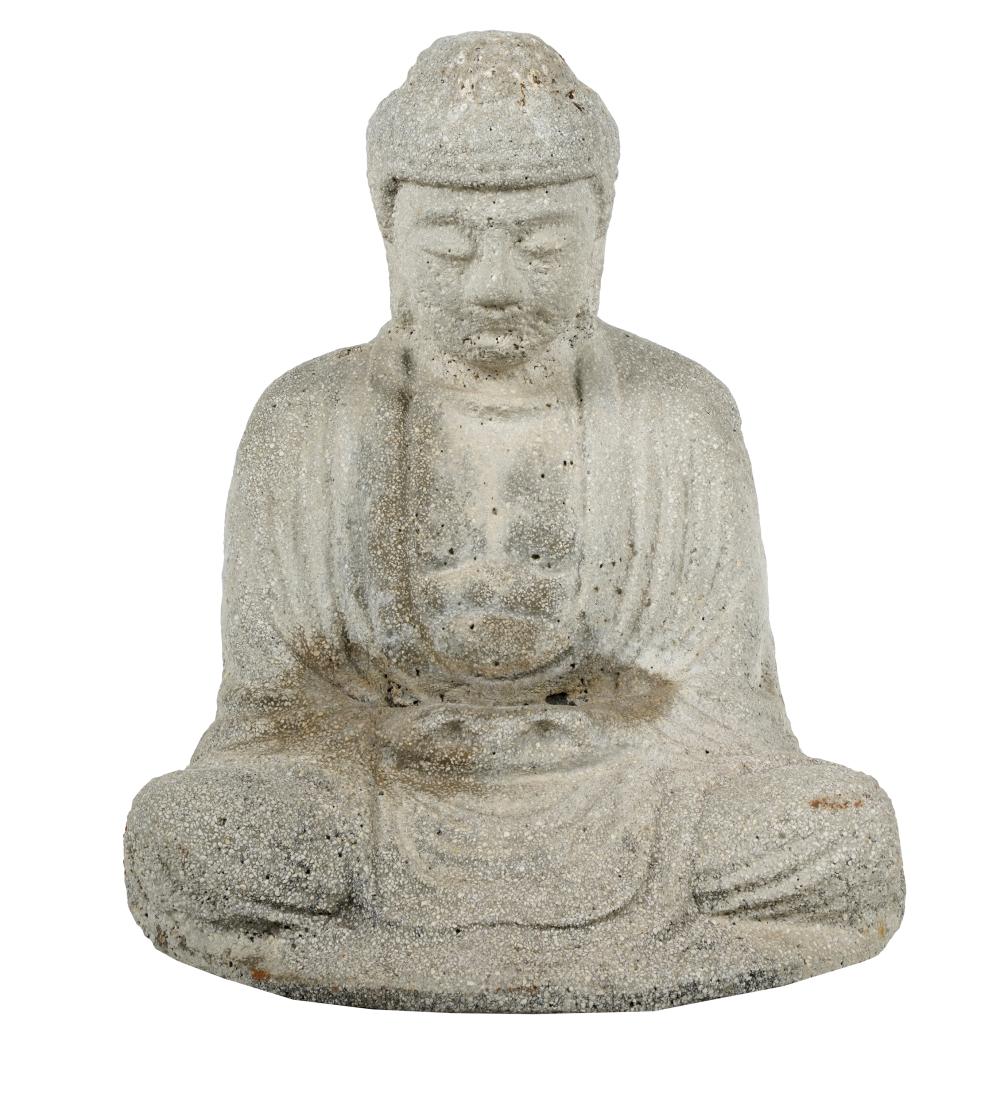 Appraisal: CHINESE CARVED STONE SEATED BUDDHA FIGUREProvenance The Mrs Stuart Davis