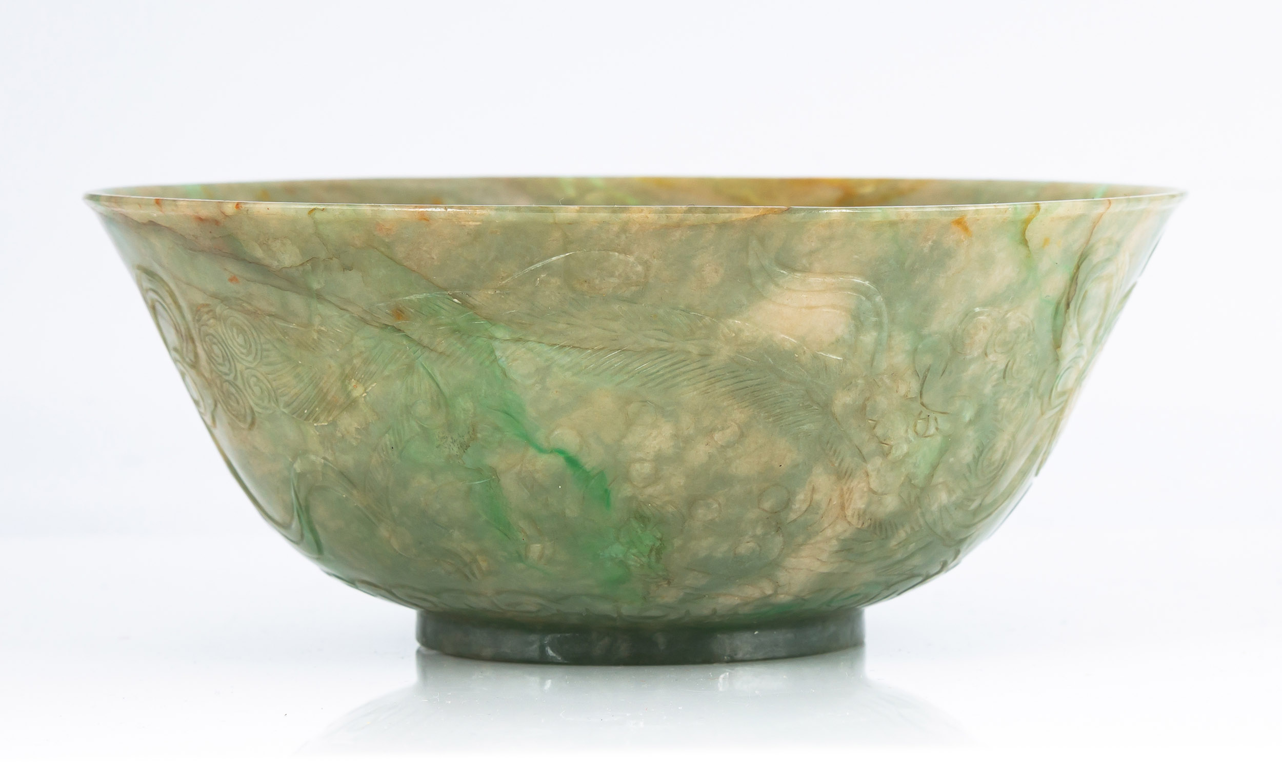 Appraisal: EARLY CHINESE JADE 'DRAGON' BOWL Early Chinese Jade 'Dragon' Bowl