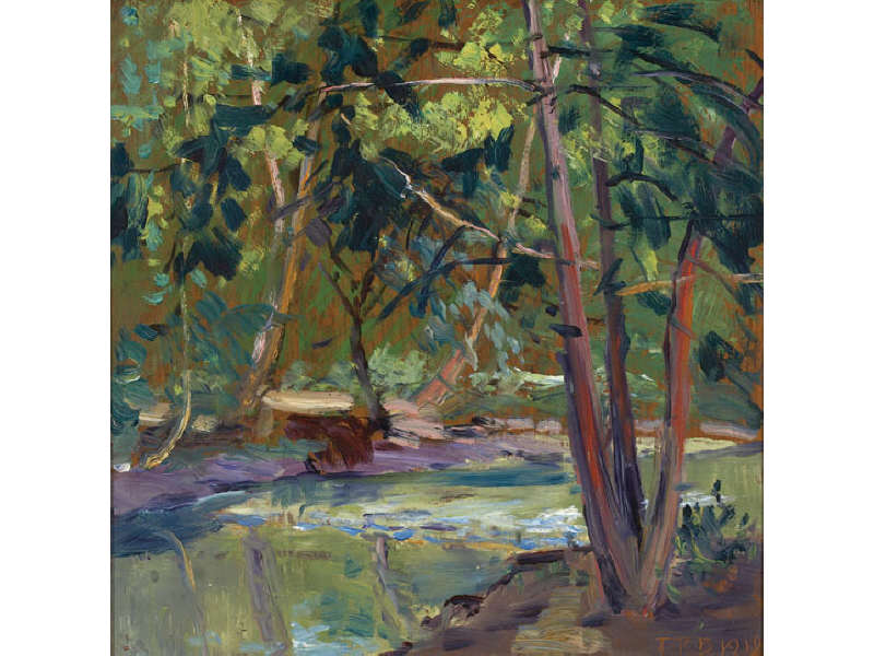 Appraisal: THOMAS P BARNETT AMERICAN - Creek in the woods oil