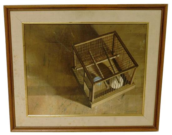 Appraisal: D Gilbert Fahey American th C The Bird Cage oil