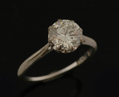 Appraisal: A solitaire diamond ring The round brilliant cut diamond weighing