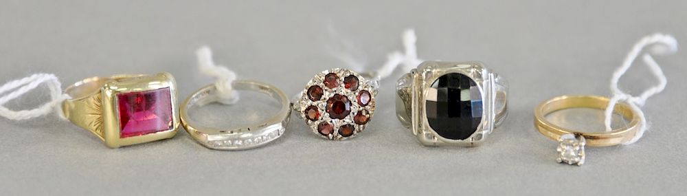 Appraisal: Five piece lot to include karat white gold Victorian ring