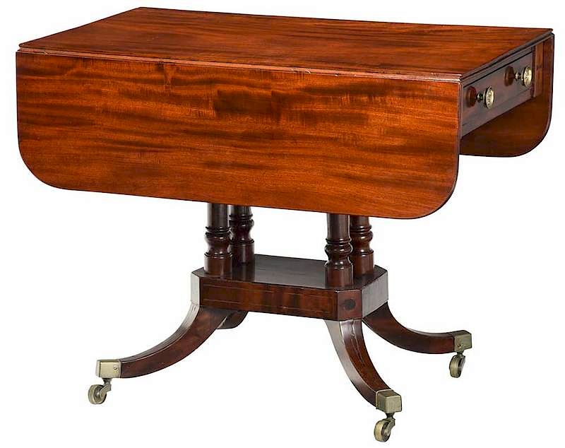 Appraisal: Regency Figured and Inlaid Mahogany Table British th century single