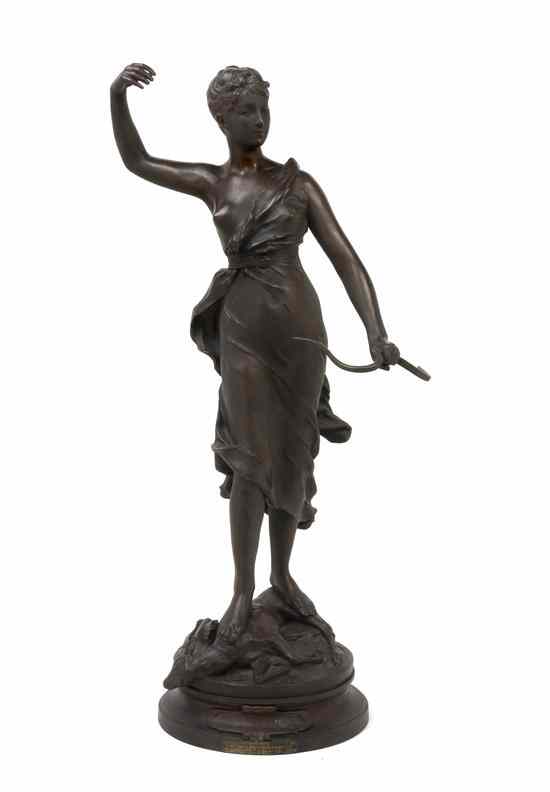 Appraisal: A French Bronze Sculpture Alexandre Levasseur depicting Diana the huntress