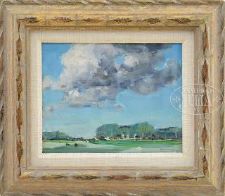 Appraisal: JAY CONNAWAY American - CLOUDY LANDSCAPE Oil on Masonite Housed