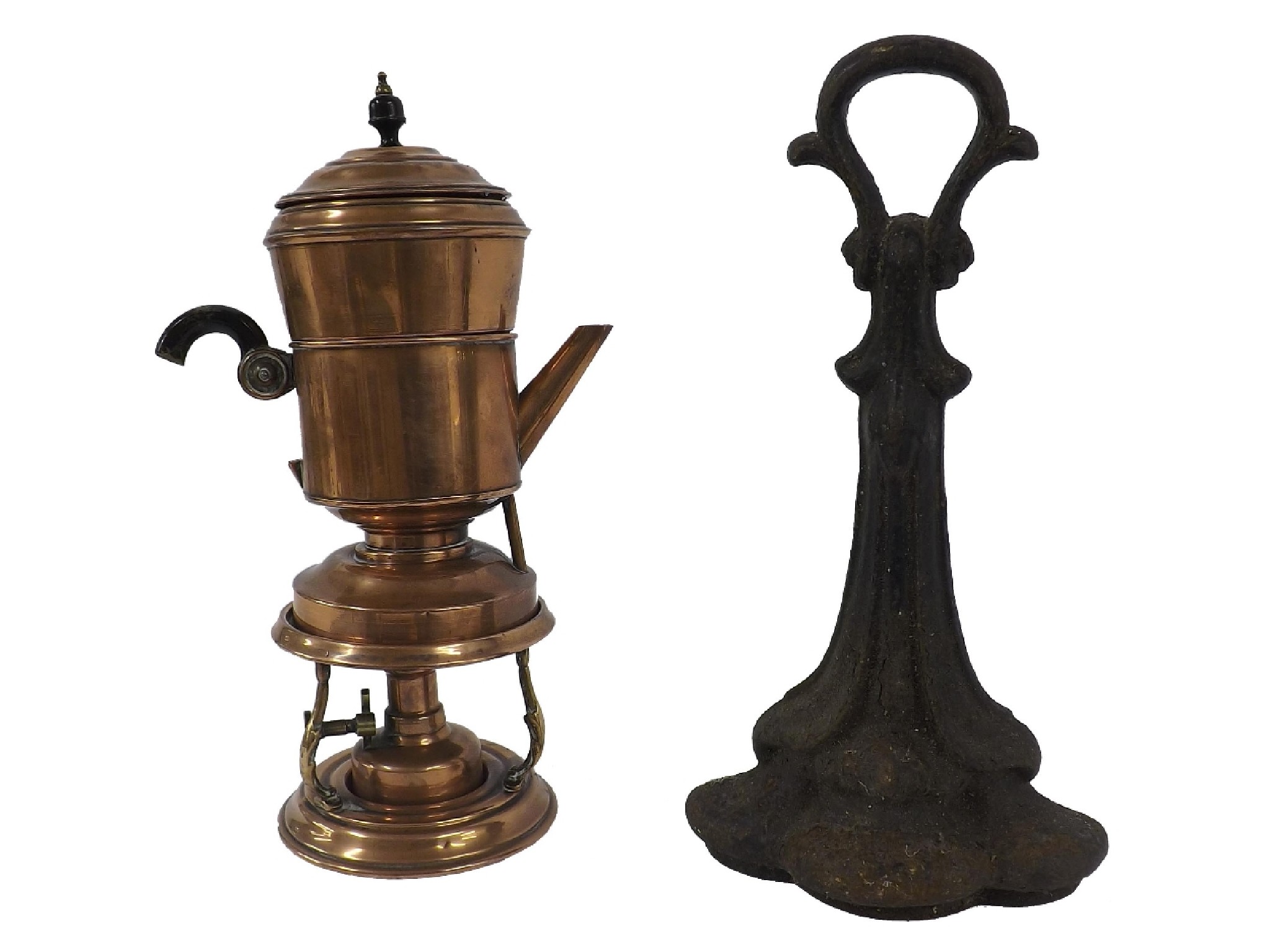 Appraisal: Interesting copper spirit kettle on stand in the manner of