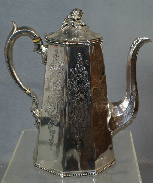 Appraisal: James Dixon and Son Sheffield coffee pot beautifully engraved fruit