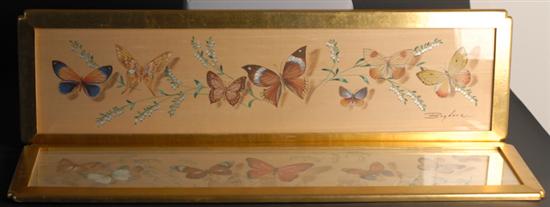 Appraisal: A Pair of Butterfly Prints or Watercolors on Silk each