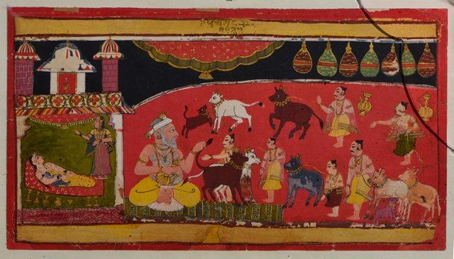 Appraisal: AN INDIAN MINIATURE MALWA FROM THE BHAGAVATA PURANA painted with