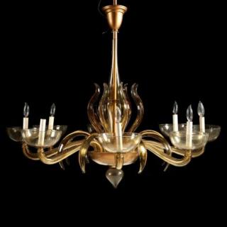 Appraisal: Vintage Murano Glass Chandelier mid th century hand blown amber