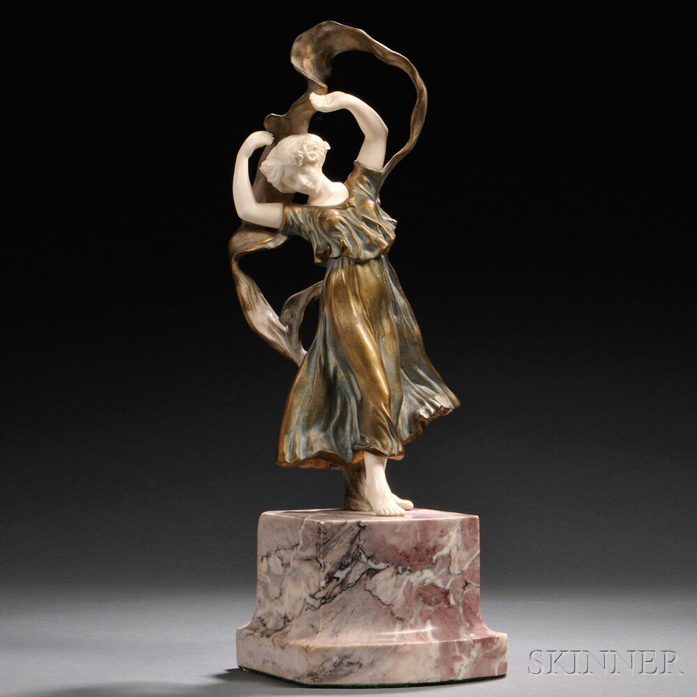 Appraisal: Barthelemy Patinated Bronze and Ivory Figure of a Dancer France