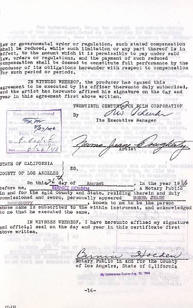 Appraisal: A Marilyn Monroe Norma Jeane Dougherty first contract from th