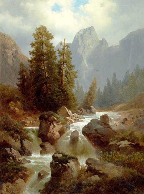 Appraisal: THOMA JOSEF Vienna Mountain landscape with river Oil on canvas