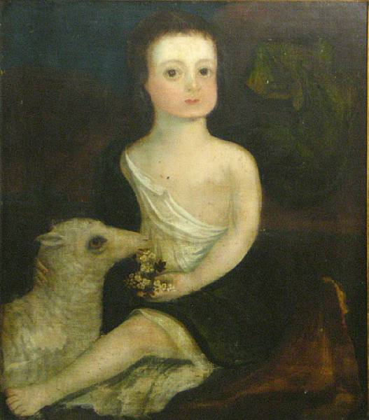 Appraisal: n a Continental School A young girl with a lamb