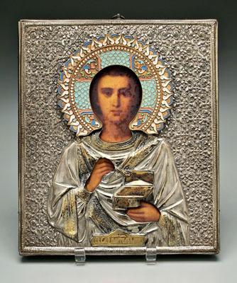 Appraisal: Khlebnikov Russian icon quot St Panteleimon quot patron saint of