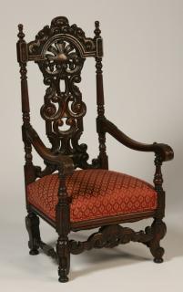 Appraisal: th c carved oak armchair th century American Renaissance Revival