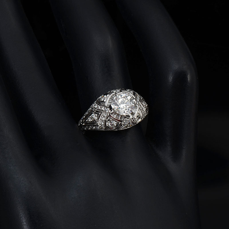 Appraisal: K GOLD CT DIAMOND DOMED RING Featured diamond is CT