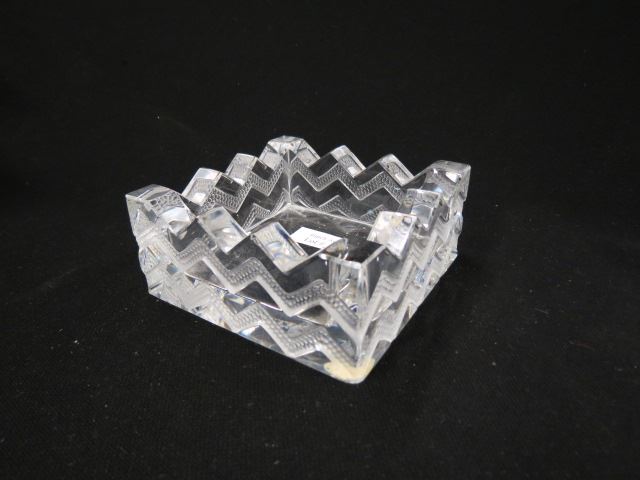 Appraisal: Lalique French Crystal Dish Zig-Zag style deco design signed excellent