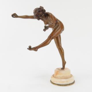 Appraisal: Claire Colinet Belgian - Art Deco Bronze Nude Balancing Act